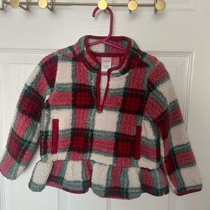 Gymboree Red and Green Plaid Sherpa Pullover